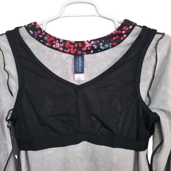 Swim365 NWT Women Plus Sz 18 Swim Tee Built In Bra Side Ruched Split Neck UPF50 - Picture 13 of 14